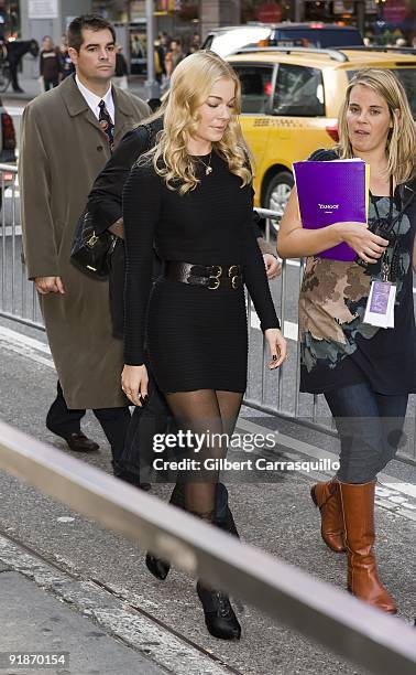 Recording artist LeAnn Rimes attends the It's Y!ou Yahoo! yodel competition at Military Island, Times Square on October 13, 2009 in New York City.