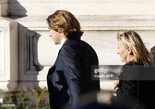 Jean Sarkozy, son of French President Nicolas Sarkozy arrives with his mother Marie-Dominique Culioli at the city hall in Neuilly-sur-Seine, outside...