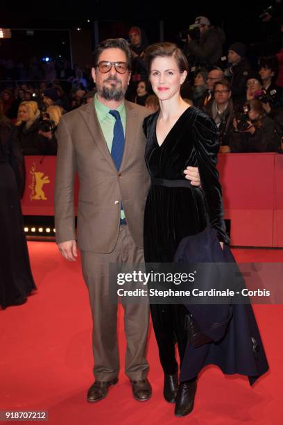 Roman Coppola and Jennifer Furches attend the Opening Ceremony & 'Isle of Dogs' premiere during the 68th Berlinale International Film Festival Berlin...