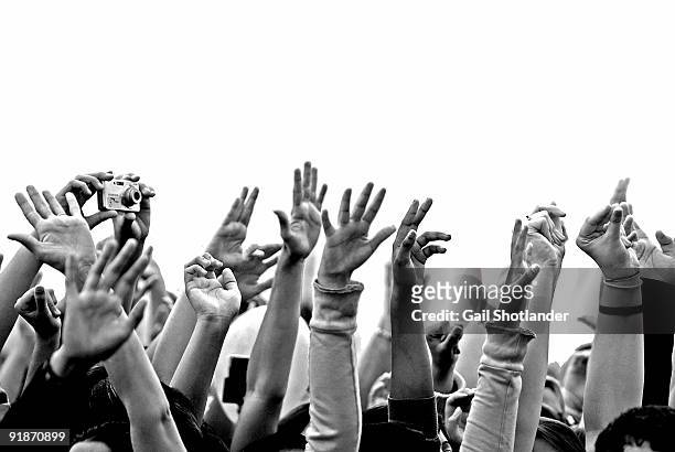 hands up  - concert hands stock pictures, royalty-free photos & images
