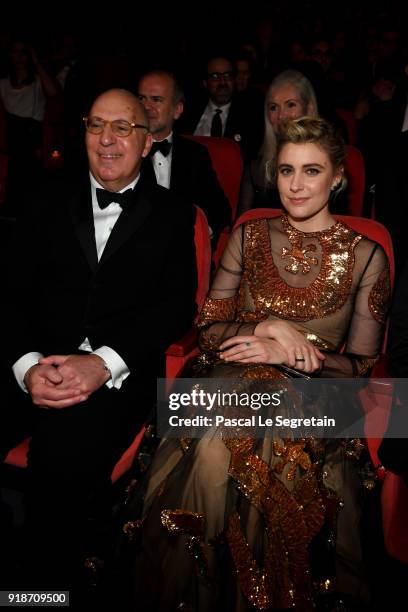 Steven Rales and Greta Gerwig are seen at the Opening Ceremony & 'Isle of Dogs' premiere during the 68th Berlinale International Film Festival Berlin...