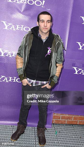 Musician Pete Wentz attends the It's Y!ou Yahoo! yodel competition at Military Island, Times Square on October 13, 2009 in New York City.