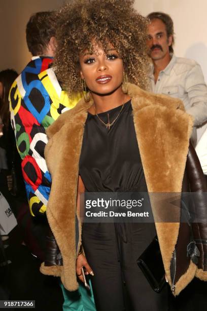 Fleur East attends the Katie Eary x The Powerpuff Girls - Skate Park Party during London Fashion Week February 2018 at Maddox Gallery on February 15,...