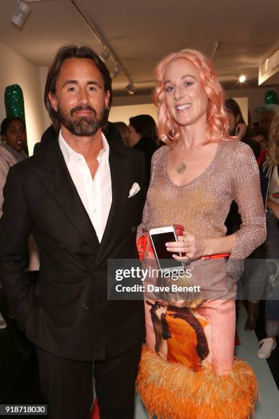 Jay Rutland and Katie Eary attend the Katie Eary x The Powerpuff Girls - Skate Park Party during London Fashion Week February 2018 at Maddox Gallery...