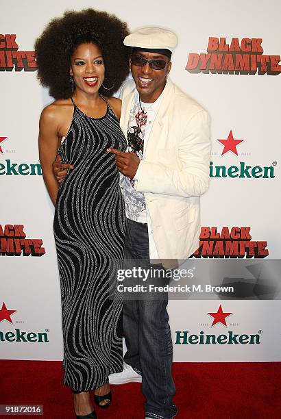 Actress Dionne Gibson and actor Miguel A. Nunez, Jr., attend the "Black Dynamite" film premiere at the Arclight Hollywood on October 13, 2009 in...