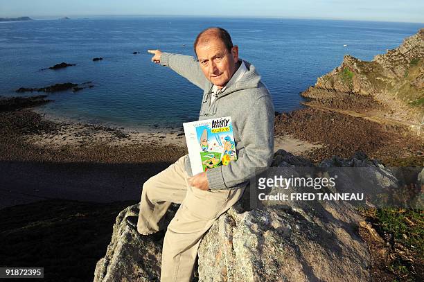 French former bookseller Jean-Pierre Allain shows rocks which are similar to those drawn by Albert Uderzo from the first Asterix comic book on...