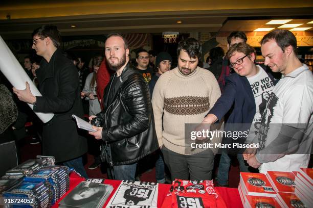 French fans gather to meet actors Piotr Wieczorkiewicz a.k.a. Tommy Wiseau and Greg Sestero ahead 'The Disaster Artist' Premiere at Le Grand Rex on...