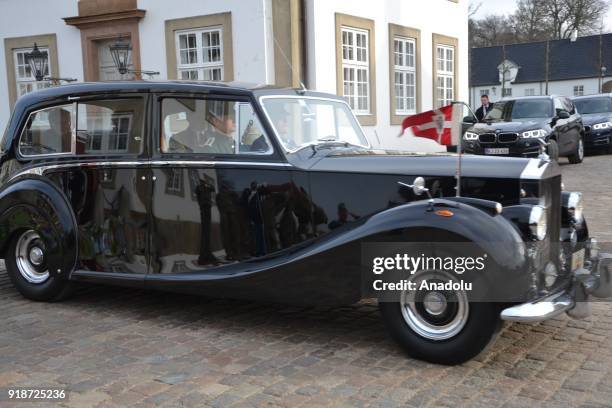 Royal vehicle, which carries Danish Queen Margrethe, follows a hearse carrying the casket of Danish Queen Margrethe's husband Prince Henrik in...
