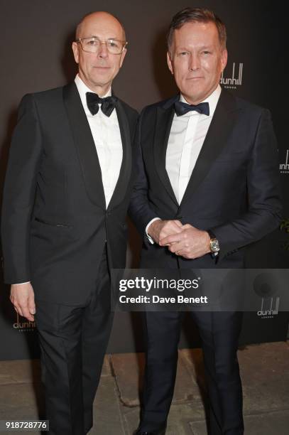 Dylan Jones and Andrew Maag, Dunhill CEO, attends the Dunhill & GQ pre-BAFTA filmmakers dinner and party co-hosted by Andrew Maag & Dylan Jones at...