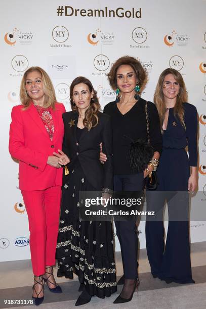Maribel Yebenes, Laura Garcia Marcos, Naty Abascal and Myriam Yebenes attend 'Dream In Gold' presentation campaign at Palace Hotel on February 15,...