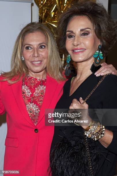 Maribel Yebenes and Naty Abascal attend 'Dream In Gold' presentation campaign at Palace Hotel on February 15, 2018 in Madrid, Spain.