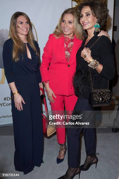 Myriam Yebenes , Maribel Yebenes and Naty Abascal attend 'Dream In Gold' presentation campaign at Palace Hotel on February 15, 2018 in Madrid, Spain.