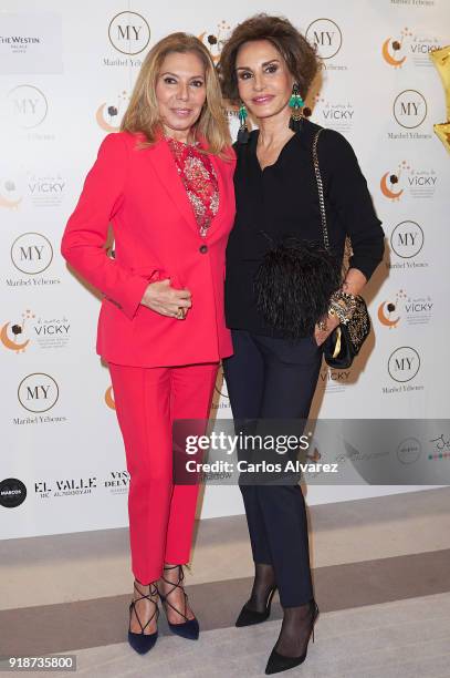 Maribel Yebenes and Naty Abascal attend 'Dream In Gold' presentation campaign at Palace Hotel on February 15, 2018 in Madrid, Spain.