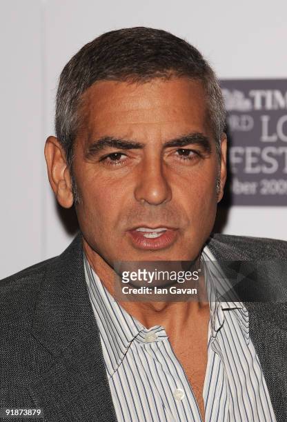 George Clooney attends the 'Fantastic Mr. Fox' photocall during the Times BFI 53rd London Film Festival at the Dorchester Hotel on October 14, 2009...