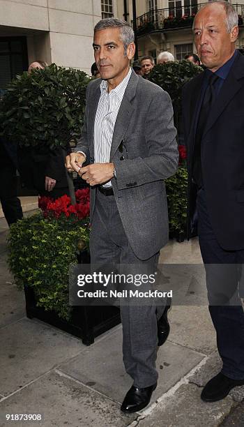 George Clooney sighted arriving at The Dorchester Hotel on October 14, 2009 in London, England.