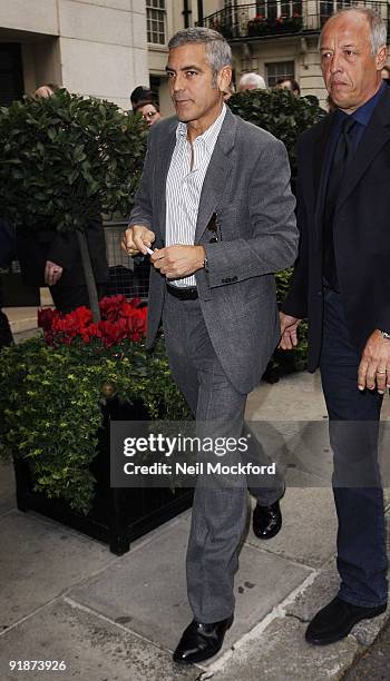 George Clooney sighted arriving at The Dorchester Hotel on October 14, 2009 in London, England.