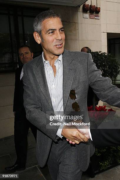 George Clooney sighted arriving at The Dorchester Hotel on October 14, 2009 in London, England.