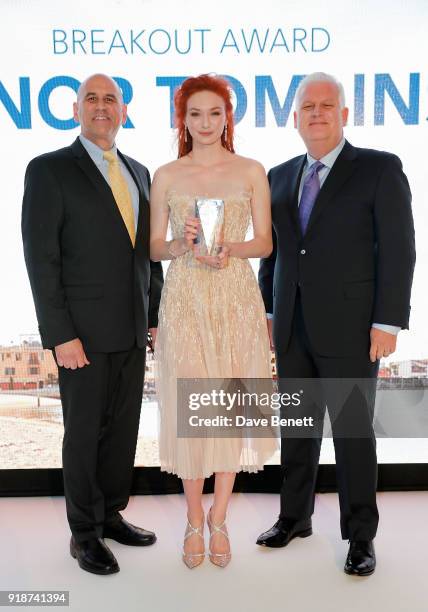 Gregg Schwenk and Gary Sherwin present Eleanor Tomlinson with the Breakout Award at the Newport Beach Film Festival UK Honours in association with...