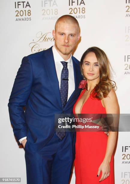 Alexander Ludwig and Kristy Dawn Dinsmore attend the 'IFTA Film & Drama Awards' at Mansion House on February 15, 2018 in Dublin, Ireland.