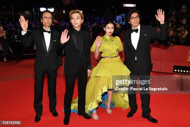 Isao Yukisada, Ryo Yoshizawa, Fumi Nikaido and a guest attend the Opening Ceremony & 'Isle of Dogs' premiere during the 68th Berlinale International...