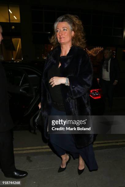Gina Carter arrives at the Dunhill & GQ pre-BAFTA Filmmakers Dinner and Party Co-hosted by Andrew Maag & Dylan Jones on February 15, 2018 in London,...