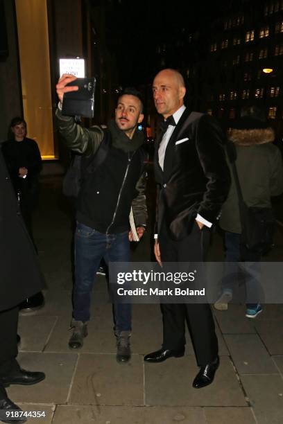 Mark Strong arrives at the Dunhill & GQ pre-BAFTA Filmmakers Dinner and Party Co-hosted by Andrew Maag & Dylan Jones on February 15, 2018 in London,...