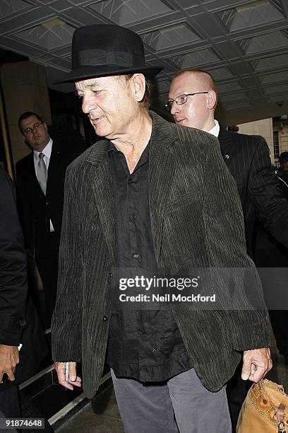 Bill Murray sighted arriving at The Dorchester Hotel on October 14, 2009 in London, England.