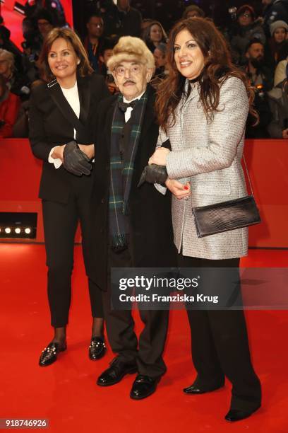 Bettina Bernhard, Artur Brauner and his daughter Alice Brauner attend the Opening Ceremony & 'Isle of Dogs' premiere during the 68th Berlinale...