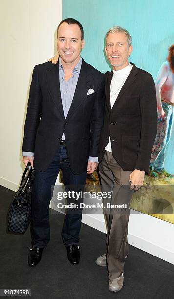 David Furnish and Patrick Cox attend the private view of the Frieze Art Fair, at Regent's Park on October 14, 2009 in London, England.