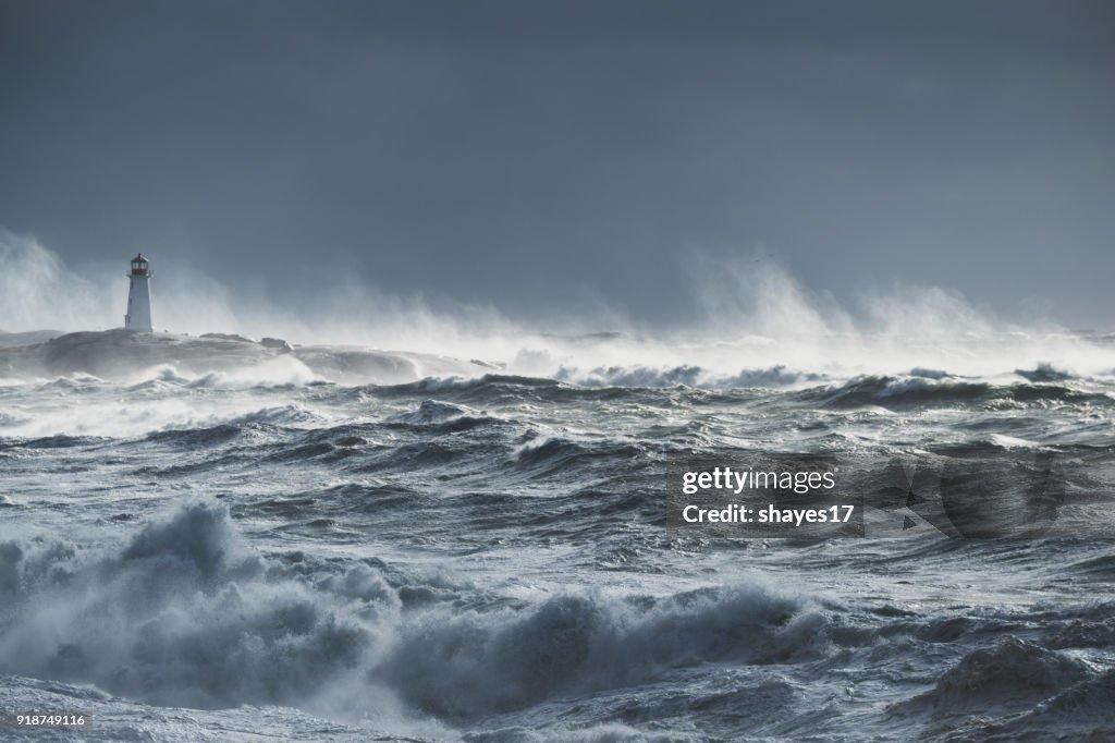Turbulent ocean lighthouse