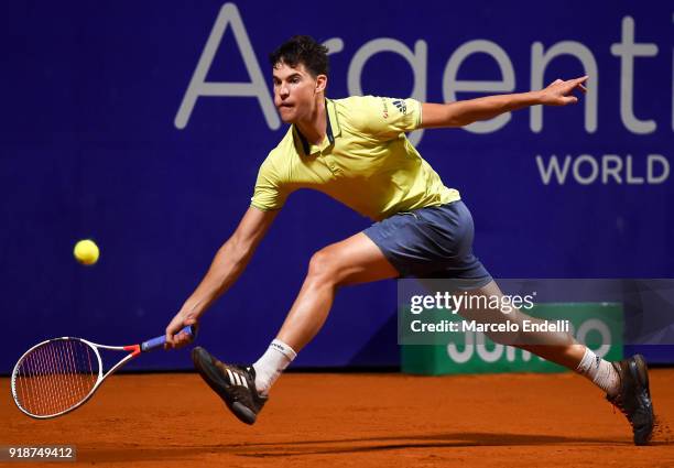 Dominic Thiem of Austria takes a forehand during a second round match between Dominic Thiem of Austria and Horacio Zeballos of Argentina as part of...