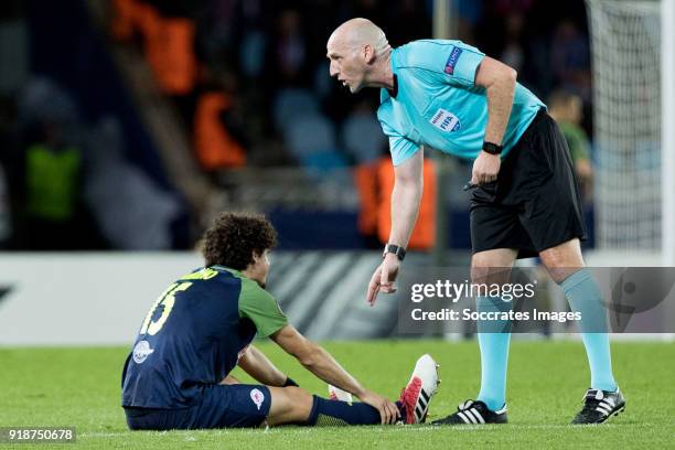 Andre Ramalho of Red Bull Salzburg during the UEFA Europa League match between Real Sociedad v Salzburg at the Estadio Anoeta on February 15, 2018 in...