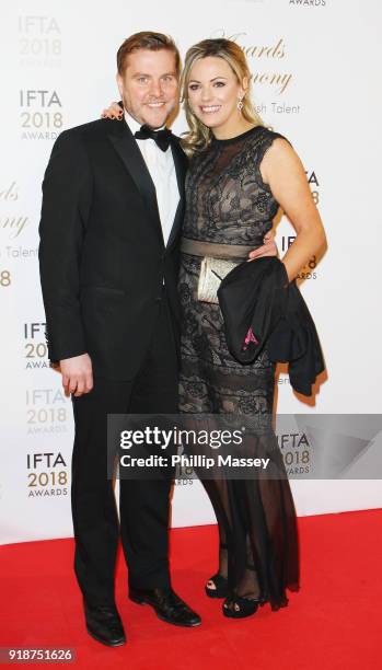 Peter Coonan and Kim O'Driscoll attend the 'IFTA Film & Drama Awards' at Mansion House on February 15, 2018 in Dublin, Ireland.