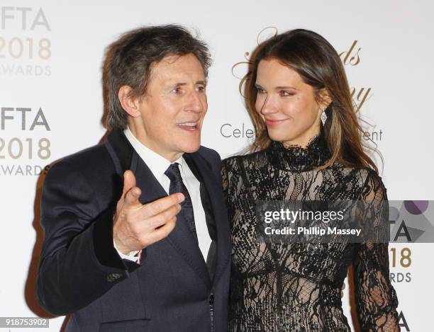 Gabriel Byrne and Hannah Beth King attend the 'IFTA Film & Drama Awards' at Mansion House on February 15, 2018 in Dublin, Ireland.