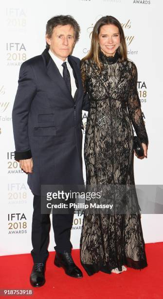 Gabriel Byrne and Hannah Beth King attend the 'IFTA Film & Drama Awards' at Mansion House on February 15, 2018 in Dublin, Ireland.
