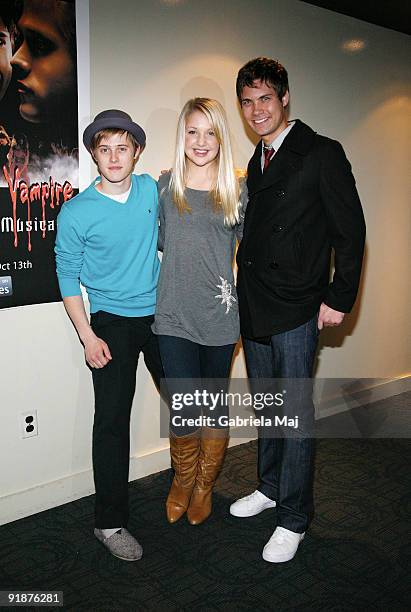 Lucas Grabeel, Adrian Slade and Drew Seeley attends "I Kissed A Vampire" web series premiere at Landmark's Sunshine Cinema on October 13, 2009 in New...