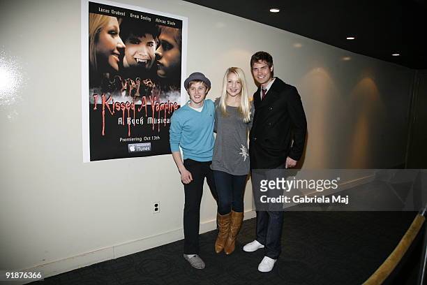 Lucas Grabeel, Adrian Slade and Drew Seeley attends "I Kissed A Vampire" web series premiere at Landmark's Sunshine Cinema on October 13, 2009 in New...