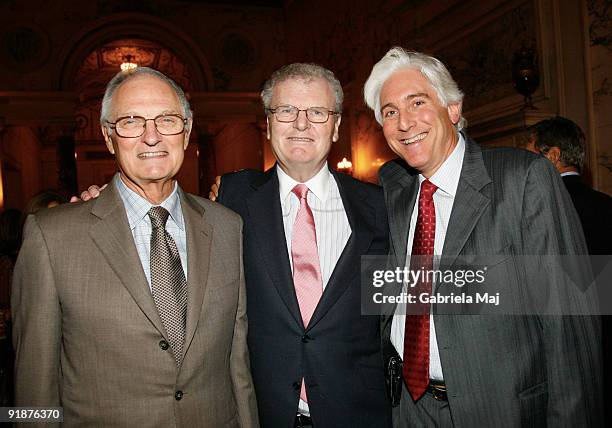 Alan Alda and Howard Stringer attend Lighthouse International's Henry A. Grunwald Award For Public Service luncheon at The Metropolitan Club on...