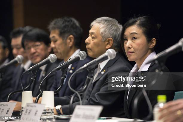 Chika Kako, managing officer at Toyota Motor Corp. And executive vice president at Lexus International Co., right, attends a media round table in...