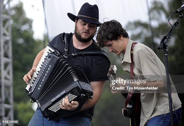 James Felice and Farley of The Felice Brothers perform as part of the Austin City Limits Music Festival at Zilker Park on October 3, 2009 in Austin...