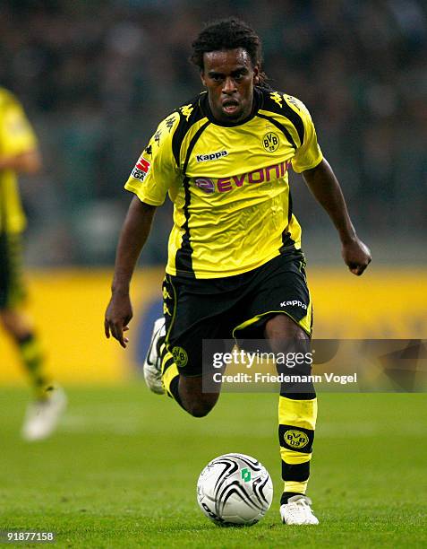 Tinga of Dortmund in action during the Bundesliga match between Borussia Moenchengladbach and Borussia Dortmund at Borussia Park Stadium on October...