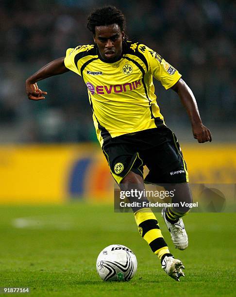 Tinga of Dortmund in action during the Bundesliga match between Borussia Moenchengladbach and Borussia Dortmund at Borussia Park Stadium on October...