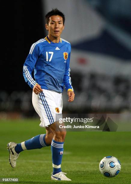 Makoto Hasebe of Japan in action during the Kirin Challenge Cup 2009 match between Japan and Togo at Miyagi Stadium on October 14, 2009 in Rifu,...