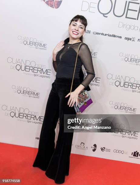 Ana Arias attends 'Cuando Dejes De Quererme' Madrid Premiere on February 15, 2018 in Madrid, Spain.