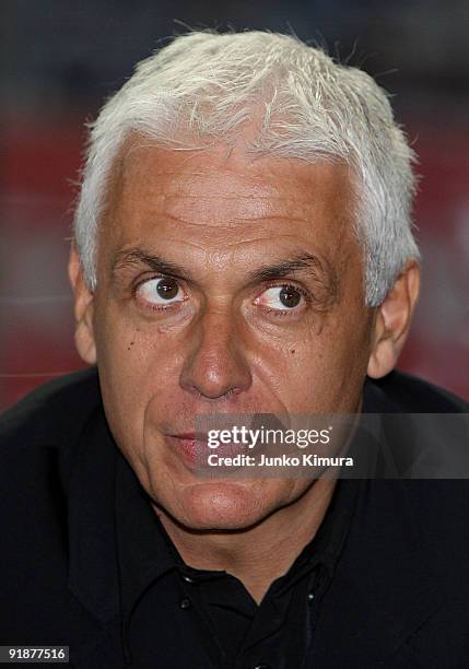 Hubert Velud, Head coach of Togo looks on during the Kirin Challenge Cup 2009 match between Japan and Togo at Miyagi Stadium on October 14, 2009 in...