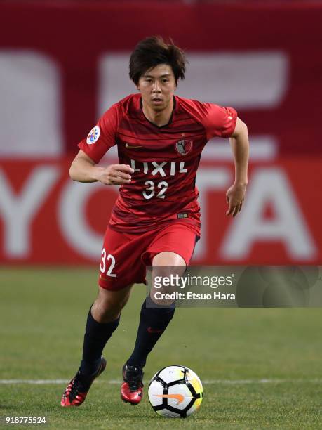 Koki Anzai of Kashima Antlers in action during the AFC Champions League Group H match between Kashima Antlers and Shanghai Shenhua at Kashima Soccer...