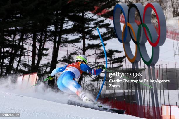 Veronika Velez Zuzulova of Slovakia competes during the Alpine Skiing Women's Slalom at Yongpyong Alpine Centre on February 16, 2018 in...