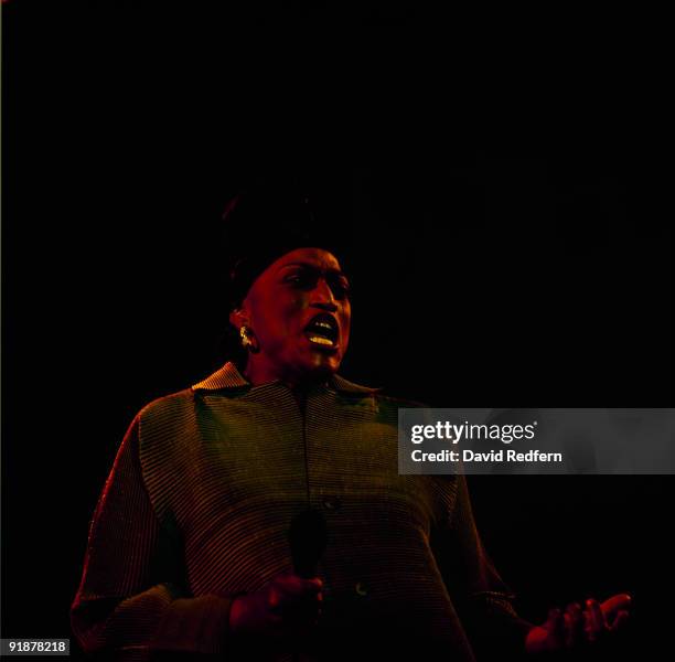 Jessye Norman performs on stage at the Jazz A Juan Festival held in Antibes, France in July 1997.