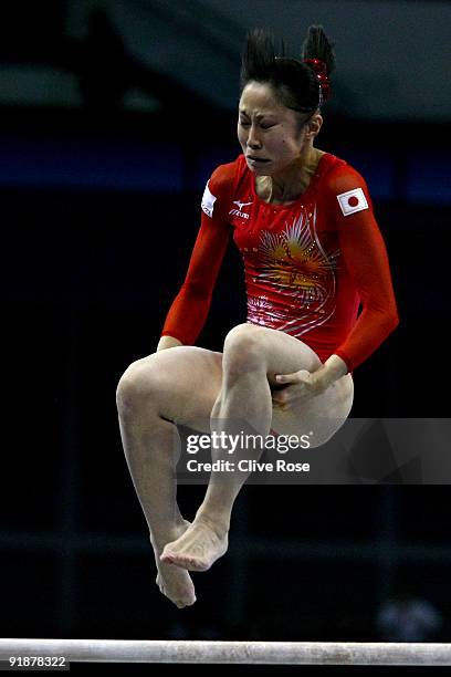 Miki Uemura of Japan competes in the uneven bars during the second day of the Artistic Gymnastics World Championships 2009 at O2 Arena on October 14,...