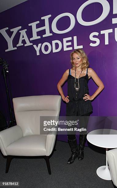 Recording artist Jewel attends the It's Y!ou Yahoo! yodel competition at Military Island, Times Square on October 13, 2009 in New York City.